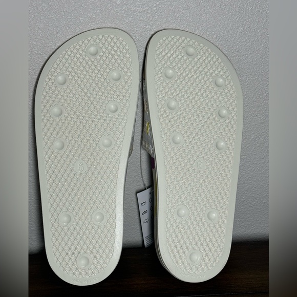 Adidas Women's Adilette Thebe Magugu Slides - Cloud White/Beige /Yellow /Purple - Picture 7 of 8